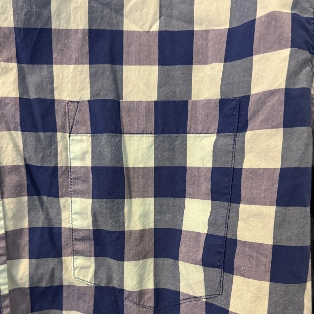 J. Crew Tailored Fit Navy and Light Blue Gingham Button-Down Shirt